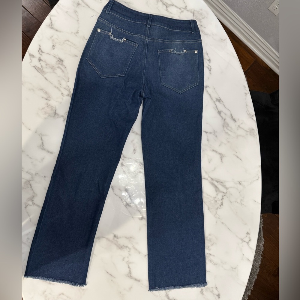 NWOT High Rise Double Button Frayed Hem Blue Jeans Size 27 / Small - Picture 4 of 5